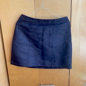 Black Faux Suede Mini Skirt